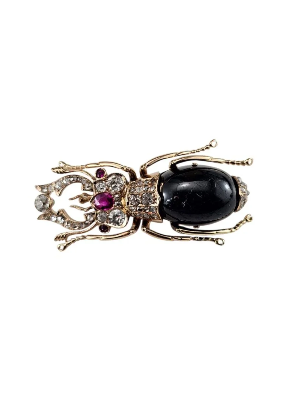 14K Rose Gold Diamond and Multi Gemstone Beetle Brooch #25486